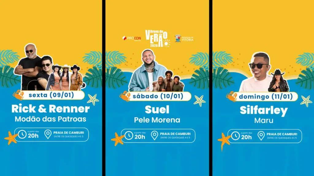 Arena de Verão 2026 transforma Camburi no principal palco do verão