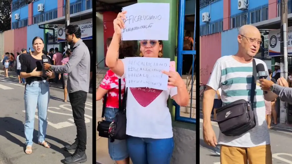 Manifestação de pais na EMEF Manoel Carlos de Miranda contra exoneração de diretor escolar na Serra