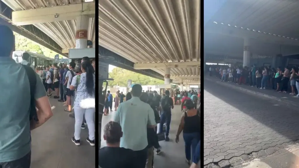 Passageiros denunciam superlotação diária em linhas no Terminal de Laranjeiras Passageiros denunciam superlotação diária na linha no Terminal de Laranjeiras