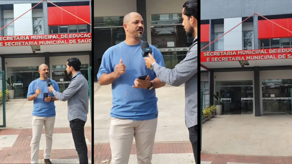 Pai em frente à Secretaria de Educação relata dificuldade para matrícula escolar na Serra perto de casa