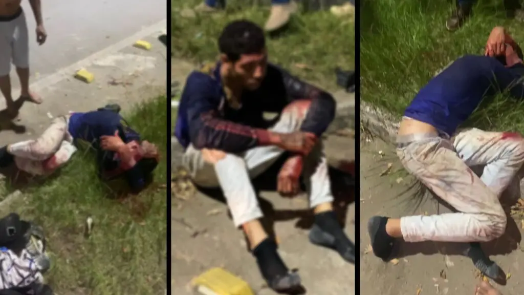 Vídeo mostra suspeito de roubo sendo agredido com capacete na Serra