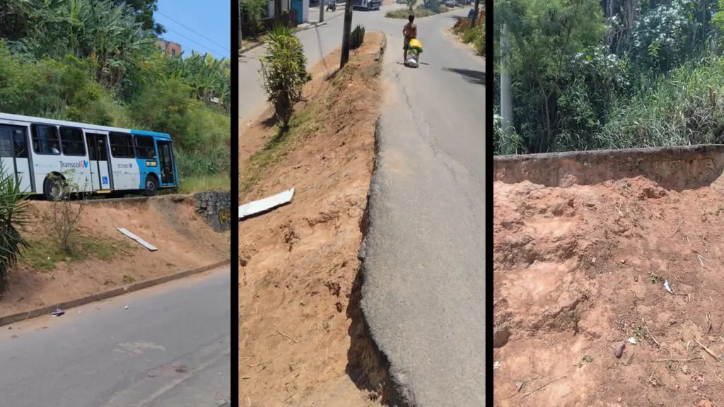 Moradores de Jardim Tropical denunciam risco de deslizamento em rua do bairro