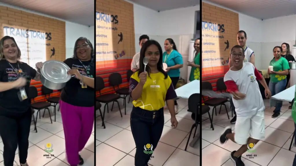 Alunos da Apae da Serra viralizam nas redes com trend “Vira, vira, virou”