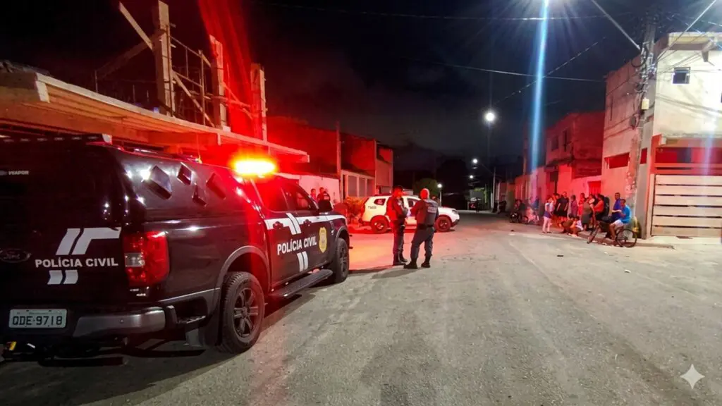 PM da reserva é morto a facadas por vizinho na Serra Movimentação de viaturas da Polícia Civil e perícia na Rua Coronel Belmiro Gouveia, local do crime.