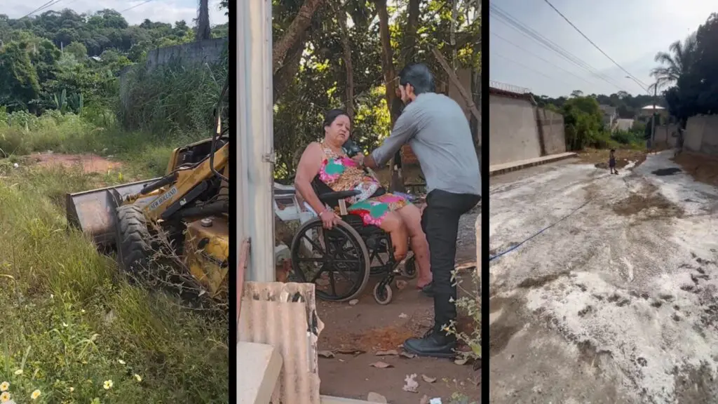Morador faz obra particular para ajudar cadeirante em rua abandonada na Serra
