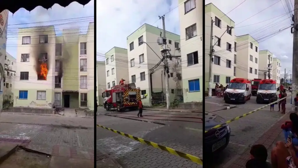 Incêndio destrói apartamento e Defesa Civil interdita prédio na Serra Incêndio destrói apartamento e Defesa Civil interdita prédio na Serra