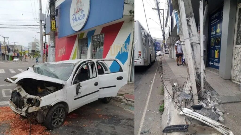 Vídeo: batida em poste e queda de ribanceira marcam uma manhã repleta de acidentes em Laranjeiras