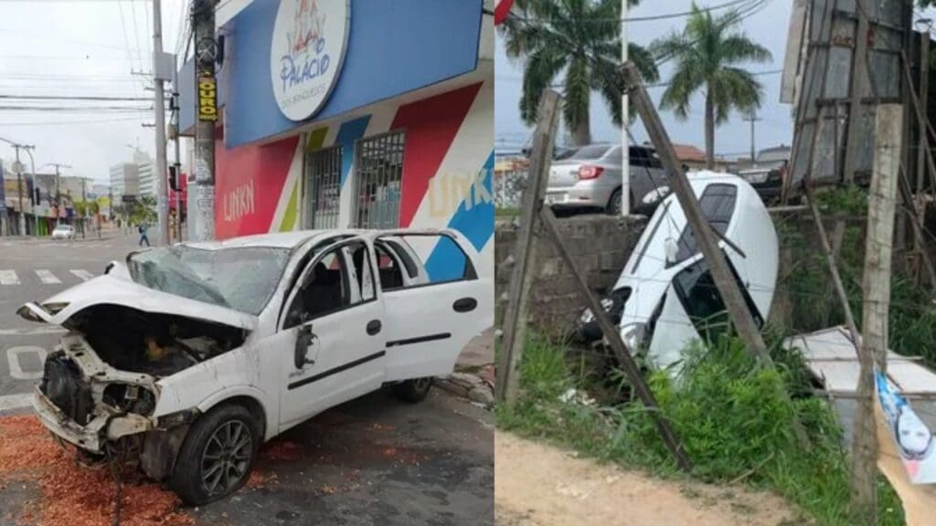 Batida violenta em poste e queda de ribanceira, madrugada de acidentes em Laranjeiras