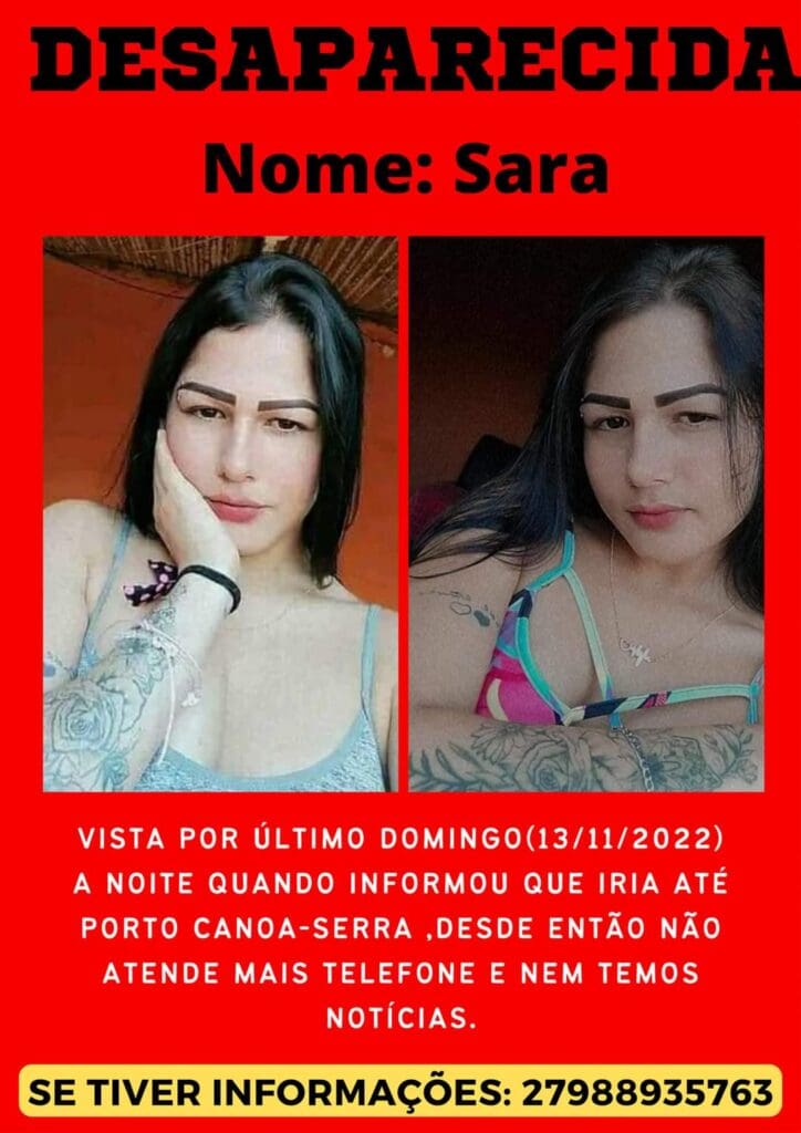 Sara, desaparecida desde novembro de 2022
