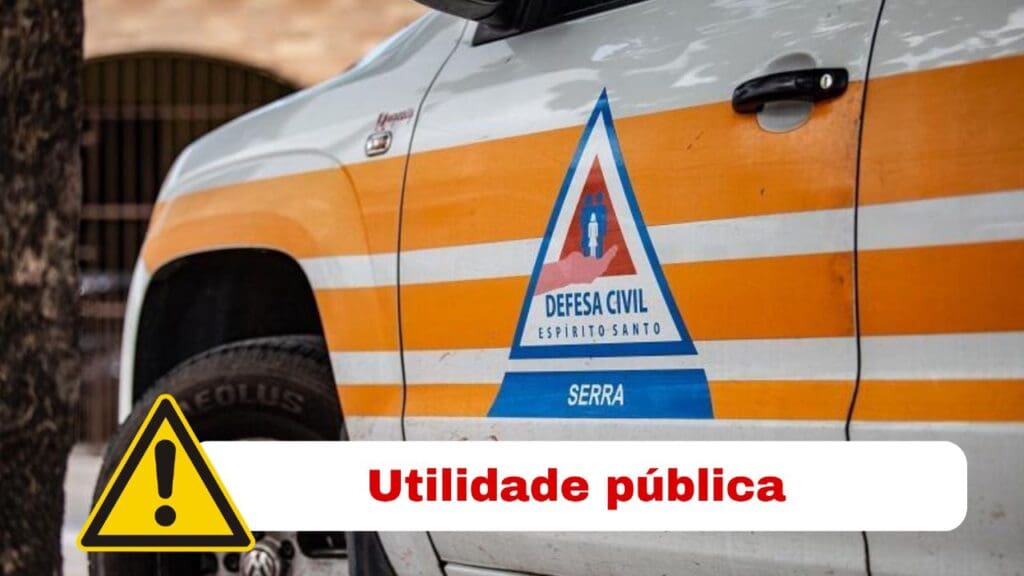 Viatura da Defesa Civil com alerta de Utilidade Pública