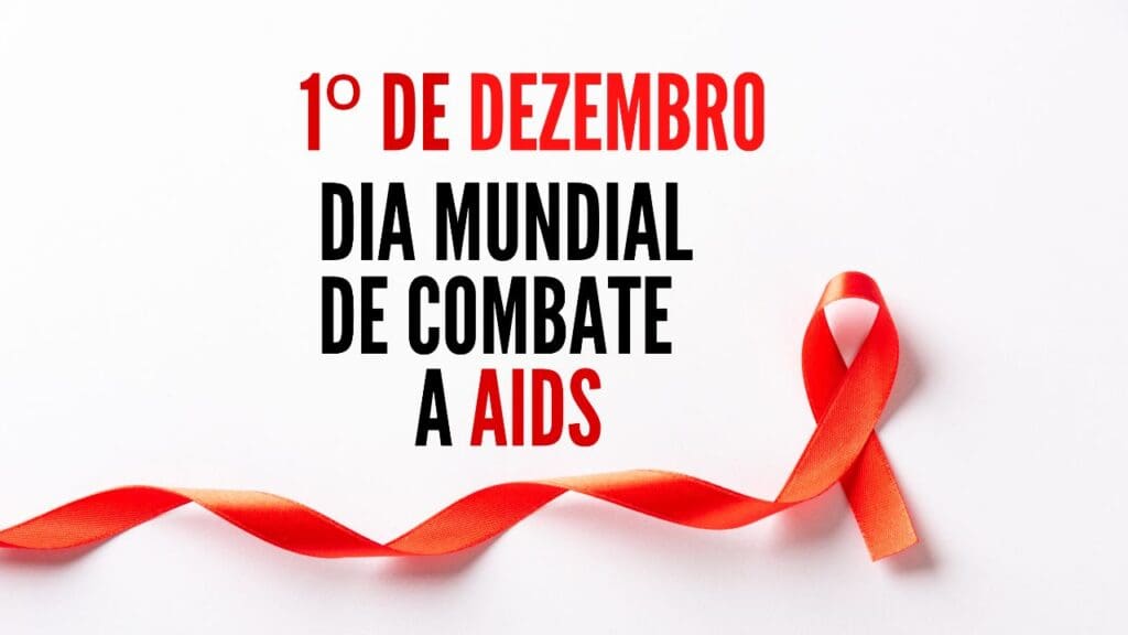 Propaganda de 1º de dezembro dia mundial de combate a aids um laço vermelho com o fundo branco