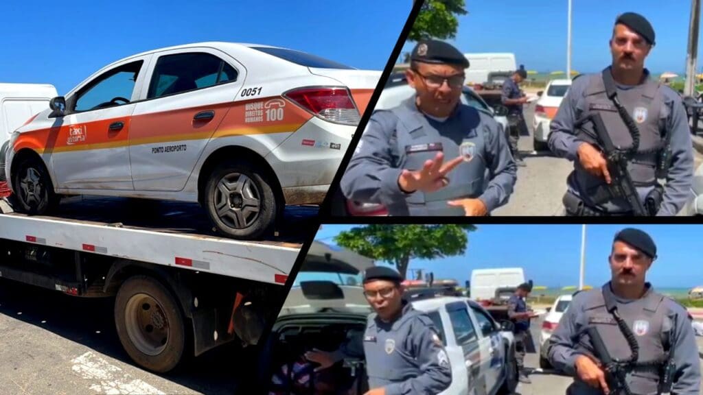 Arte com três imagens na primeira um automóvel em cima de um guincho (Taxi recuperado pela Força Tática), na segunda Sargento Mauricio apontando com a mão mostrando 4 dedos, em referência dos 4 assaltantes presos ao lado do soldado Scamparle, na terceira imagem Sargento Mauricio batendo na cela da viatura com a mão mostrando onde estão os 4 individuos presos, ao lado o soldado Scamparle segurando uma arma.