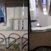 vidraças quebradas da agência do banco do Brasil na Serra