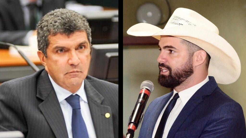 Arte com foto de atual Prefeito DA Serra Sergio Vidigal do lado esquerdo e do lado direito Pablo Muribeca Deputado Estadual