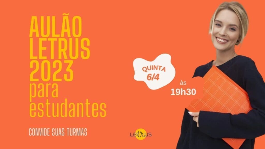 SEDU em parceria com a LETRUS oferece primeiro Aulão de Redação para o Enem 2023 Foto montagem do convitepara o aulão da Letrus