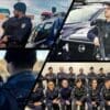 Arte com 4 imagens de agentes da Guarda Municipal, posando para fotos
