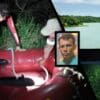 Arte com 4 imagens em 3 delas a lagoa Jacuném, com militares do Corpo de Bombeiro, em um bote, realizando o resgate do corpo de uma vitima de afogamento e centralizado a foto da vítima do afogamento