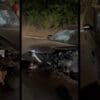 3 fotos de um veículo modelo Hyundai I30, que colidiu de frente contra um barranco em uma avenida de Serra Dourada I