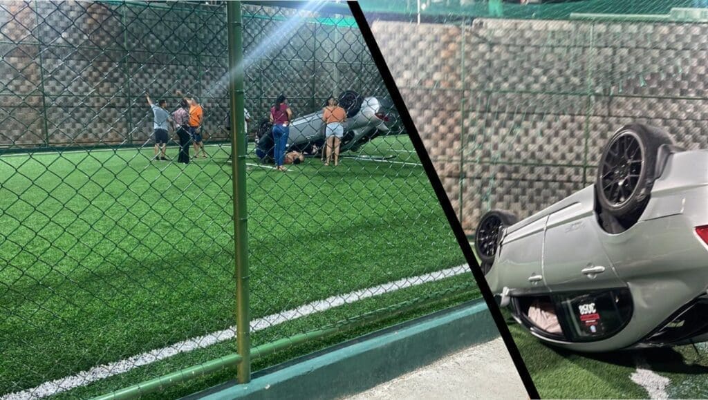 Motorista que caiu do novo viaduto de Carapina fez teste do bafômetro e deu negativo Veículo capotado no Viaduto de Carapina