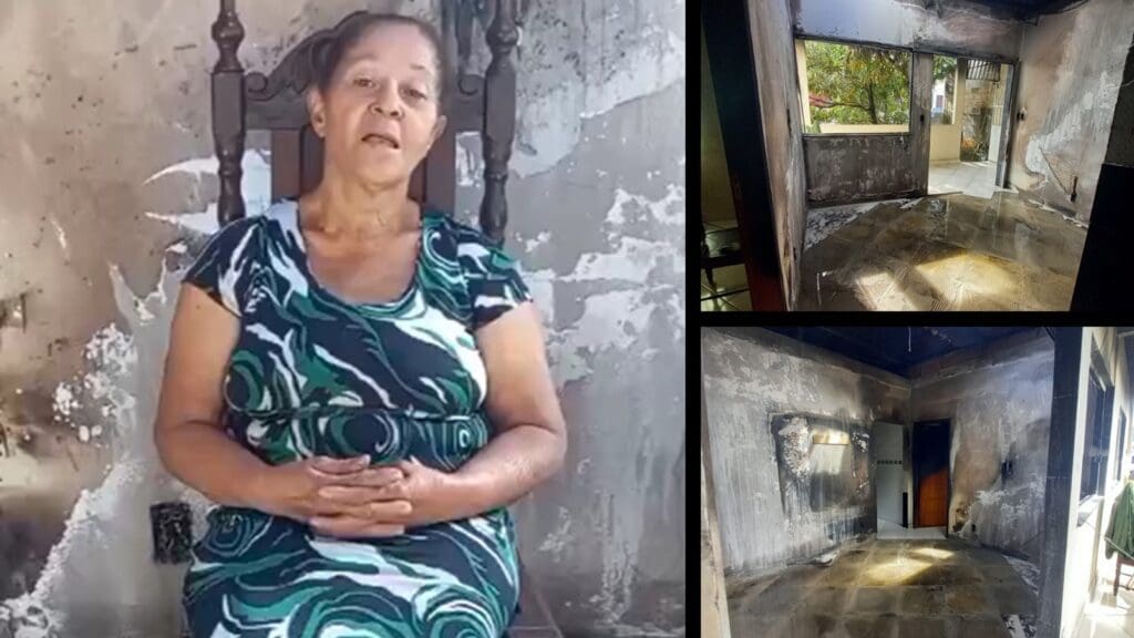 Família pede ajuda para reconstruir casa de idosa após incêndio provocado pelo próprio filho na Serra Incêndio destrói a casa de idosa em Jardim Carapina