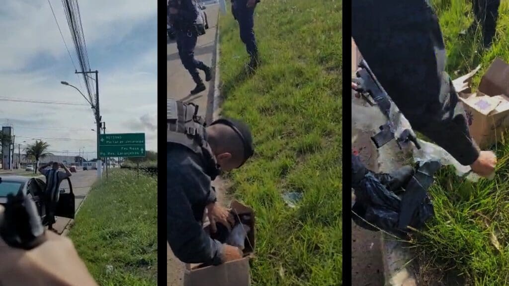 Reviravolta: vídeo contraria versão do homem que acusou agentes da Guarda da Serra Guarda da Serra encontrando submetralhadora em veículo na Serra