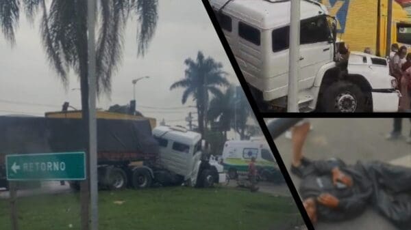 Acidente na BR-101 envolvendo carreta, caminhão e moto causa transtornos na Serra