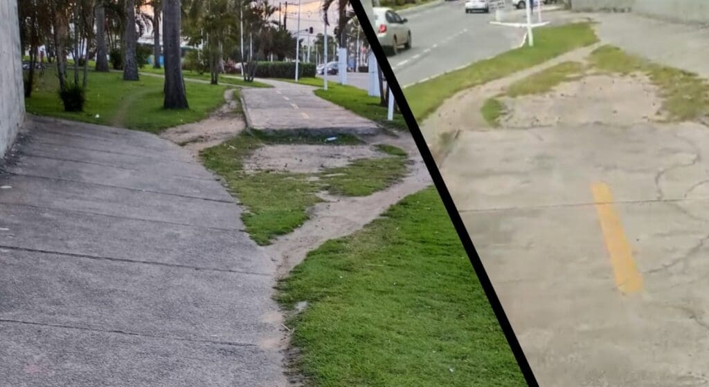 Pista e calçada em Laranjeiras