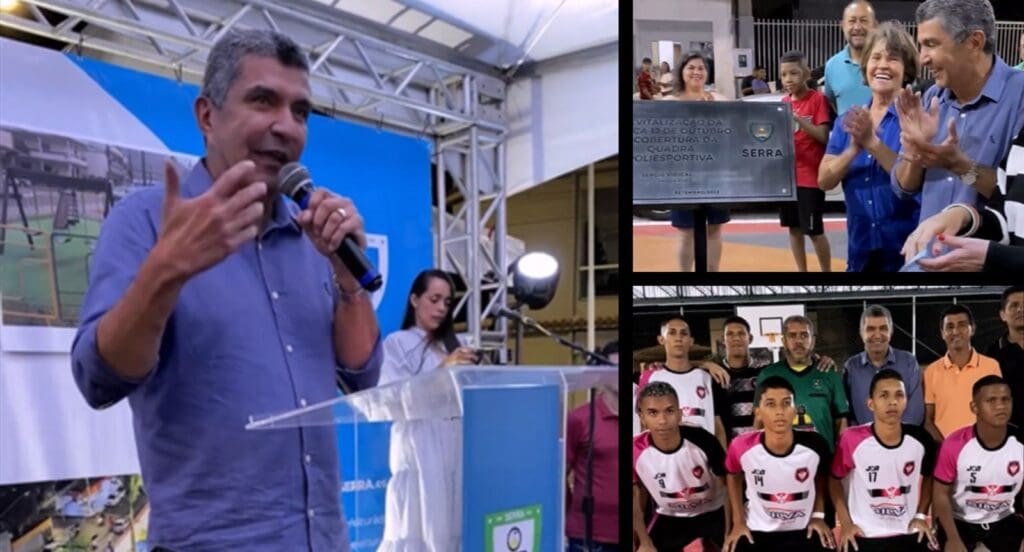 Sérgio Vidigal em inauguração de praça no bairro Taquara I