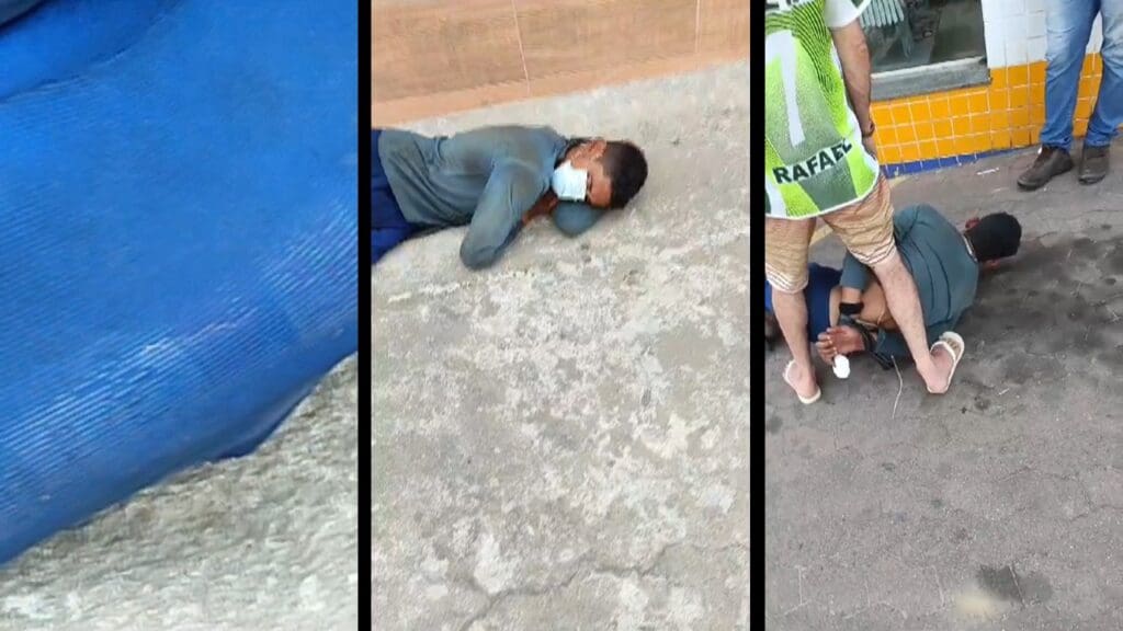 Vídeo: Maluco chapado de aerossol ataca comerciantes e acaba detido em Serra-sede