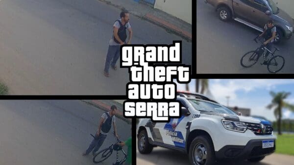 Assaltante armado com submetralhadora rouba bicicleta na Serra.
