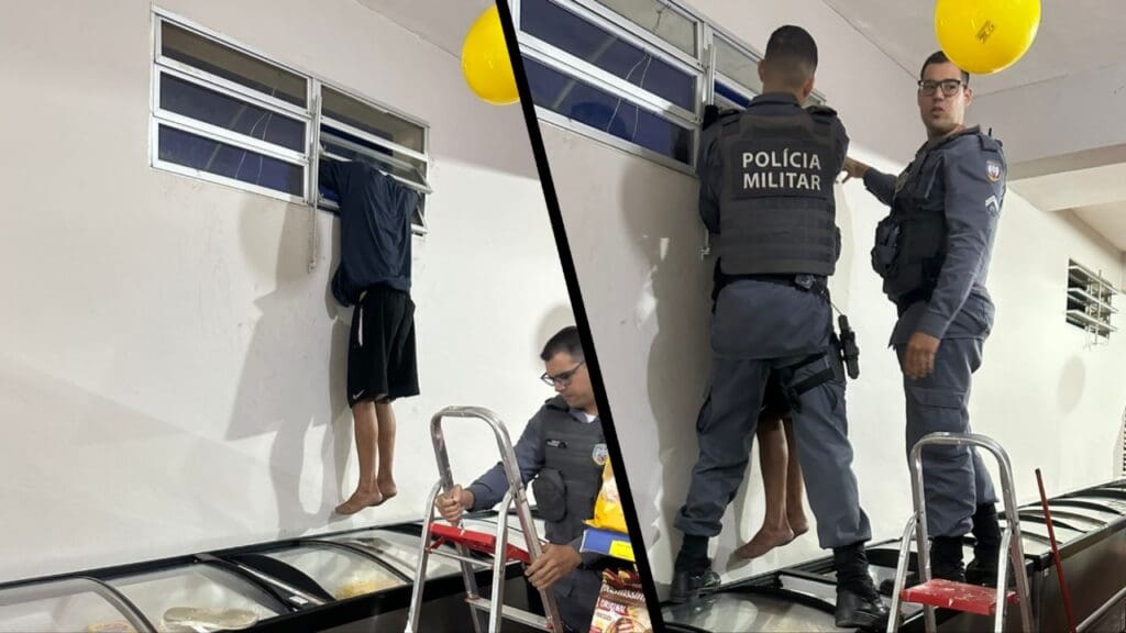 Assaltante fica preso em báscula de supermercado em Guarapari.