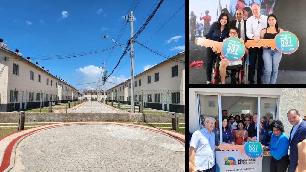 Famílias recebem chave da casa própria pelo programa Minha Casa, Minha Vida em Aracruz Renato Casagrande, Simone Tebet e Dr. Coutinho na entrega das casas em Aracruz