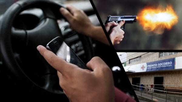 Quadrilha atira em motorista de app durante tentativa de assalto em Vila Velha.