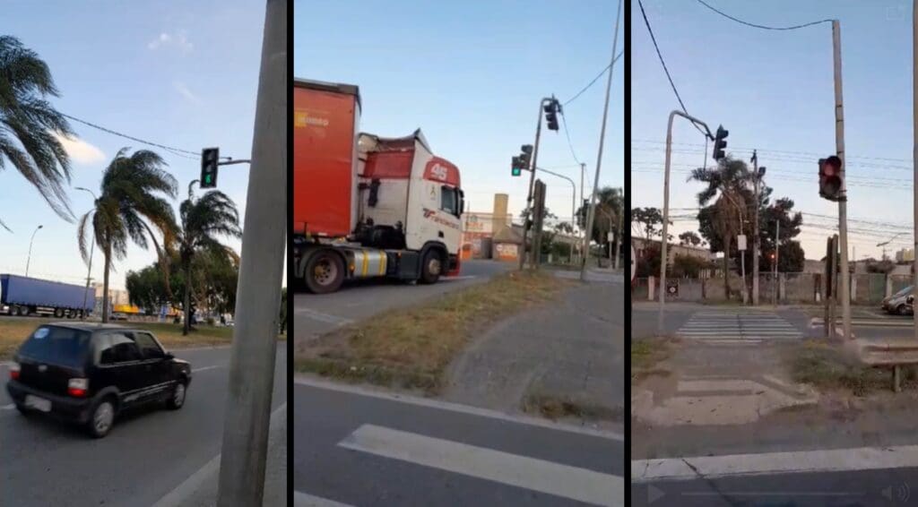 Imagens do semáforo com defeito na BR-101