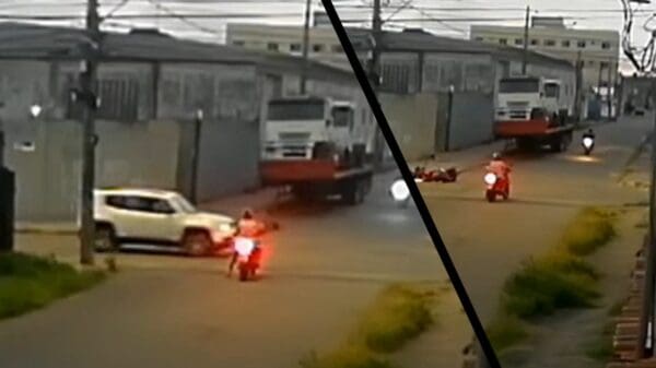 Vídeo: Câmera flagra acidente entre motociclistas no bairro Novo Horizonte