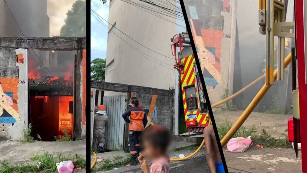 Incendio consume casa no bairro de Novo Horizonte na Serra.