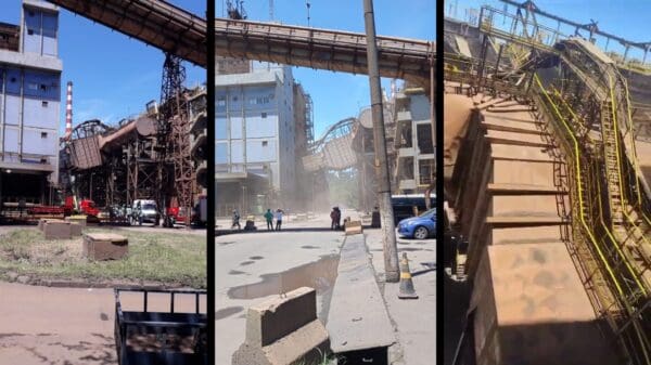 Acidente de trabalho em siderúrgica deixa dois funcionários feridos na Serra.