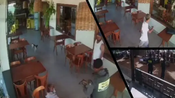 Vídeo mostra o momento em que policiais militares prendem suspeito que ameaçou de morte o dono e um funcionário de famoso restaurante na Praia de Carapebus
