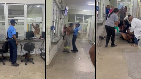 Vídeo: Maluco toca o terror dentro de unidade de saúde e acaba imobilizado por vigilante