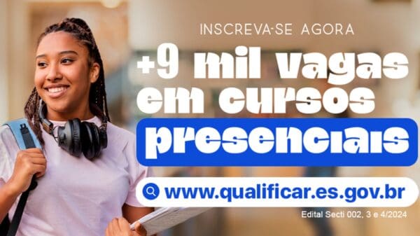Qualificar ES oferece mais de 9 mil vagas gratuitas em cursos presenciais em diversas cidades capixabas