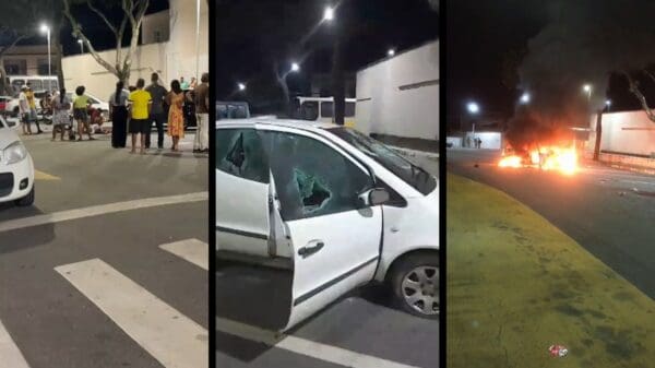 Vídeo: Carro é vandalizado e incendiado após mulher ser esfaqueada em Serra Sede