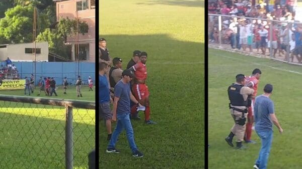 Jogador de futebol é preso durante partida em Minas por cometer crimes na Serra.