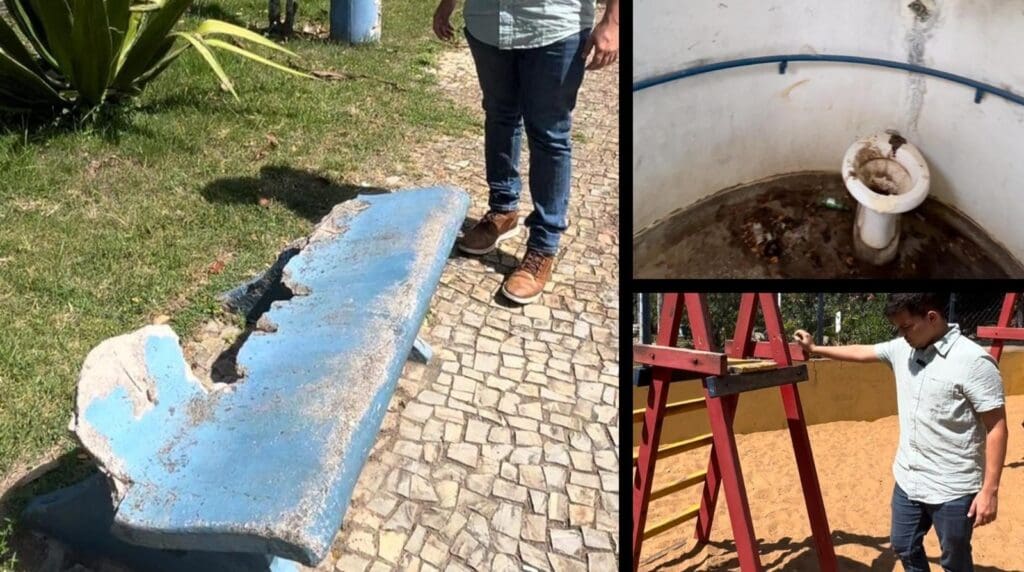 Vereador Darcy Jr expondo problemas do Jardim Botânico da Serra