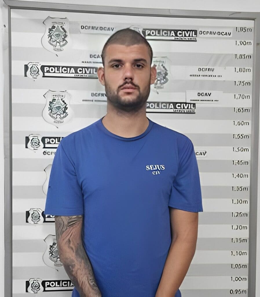 Foto do sujeito detido pelas equipes da Guarda da Serra, Pedro Henrique Kuster Schroeder, de 25 anos, acusado de roubos contra motoristas de aplicativo