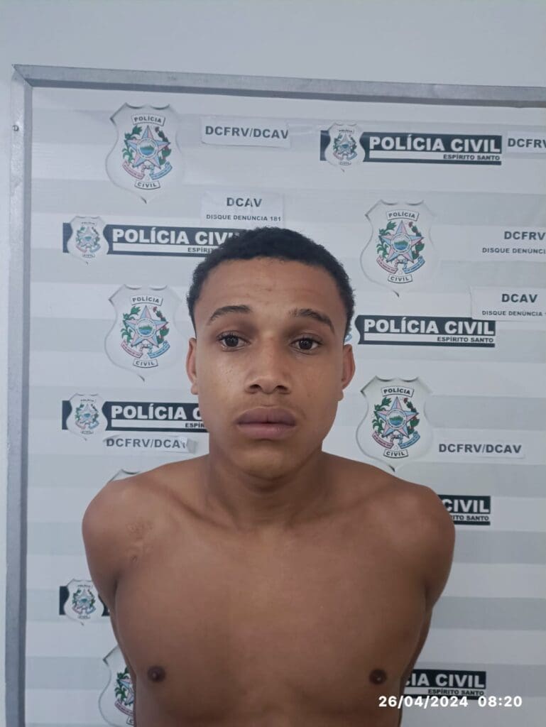 Foto do sujeito detido pelas equipes da DFRV Klayver Emanoel Felicino, de 18 anos, acusado de roubos contra motoristas de aplicativo