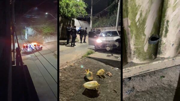 Viaturas policiais após troca de tiros em Cidade Pomar, na Serra