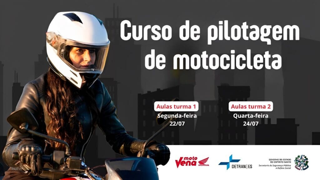 Estão abertas as inscrições para cursos gratuitos de pilotagem de motocicleta do DETRAN-ES.