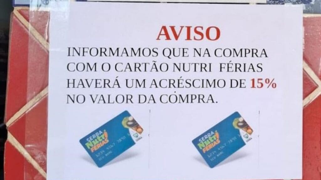 Comércios cobram taxas indevidas em pagamentos com cartões de benefícios da Prefeitura da Serra.