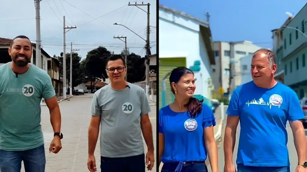 Esquerda: candidato Eleazar Lopez ao lado de seu vice. Direita: Anderson Pedroni ao lado de sua vice. (Foto: reprodução Instagram)