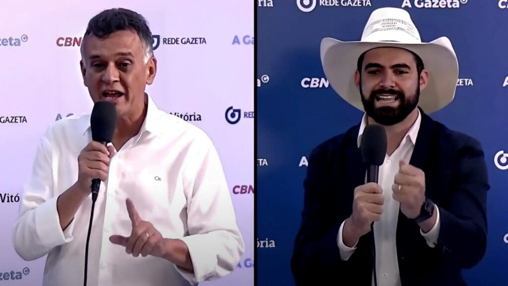 Audifax Barcelos e Pablo Muribeca durante debate realizado pela A Gazeta